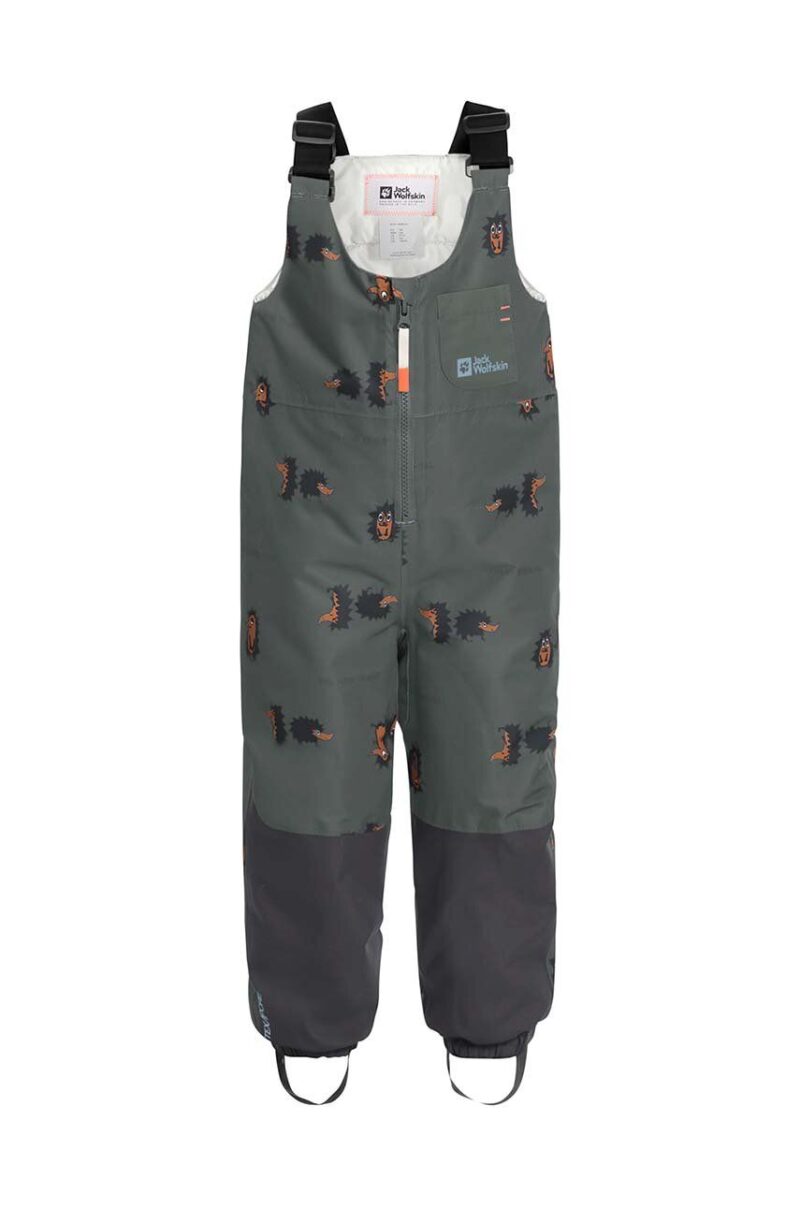 Jack Wolfskin pantaloni pentru sporturi de iarna pentru copii GLEEL 2L INS PRINT BIB culoarea gri