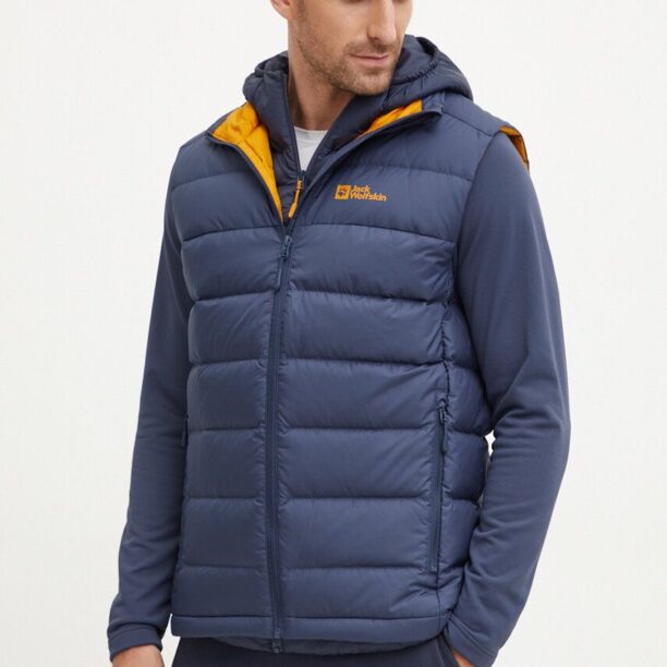 Jack Wolfskin vestă sport cu puf Ather culoarea albastru marin