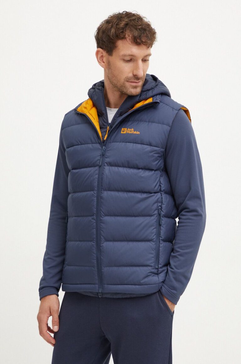 Jack Wolfskin vestă sport cu puf Ather culoarea albastru marin