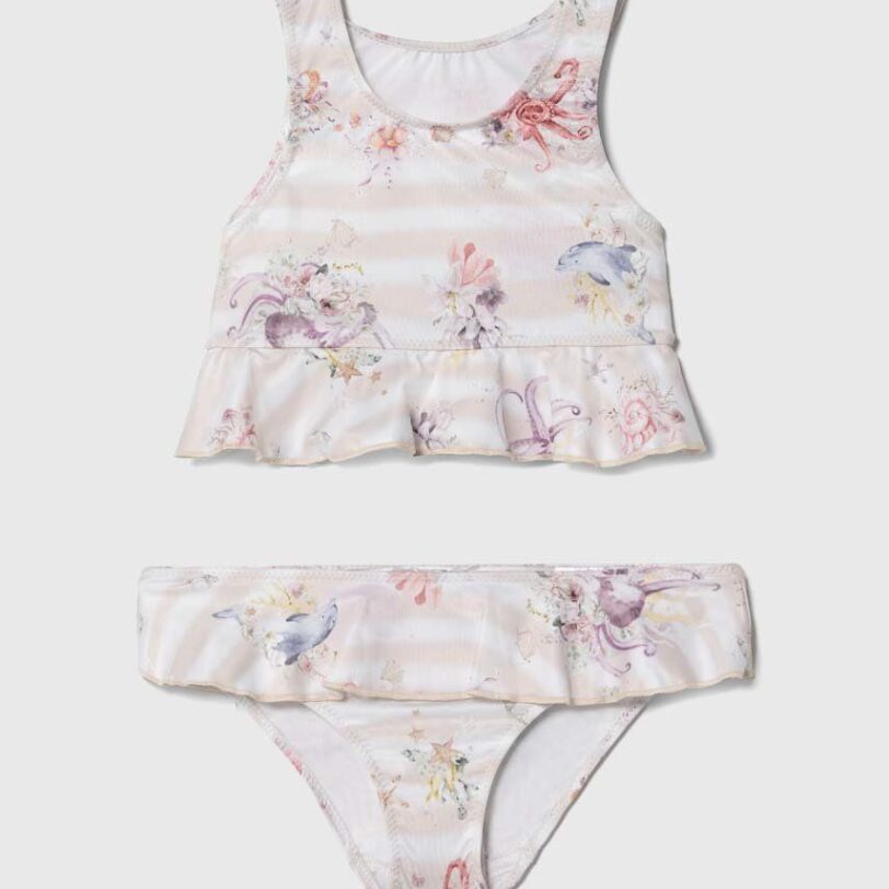 Jamiks costum de baie pentru copii din două piese culoarea portocaliu