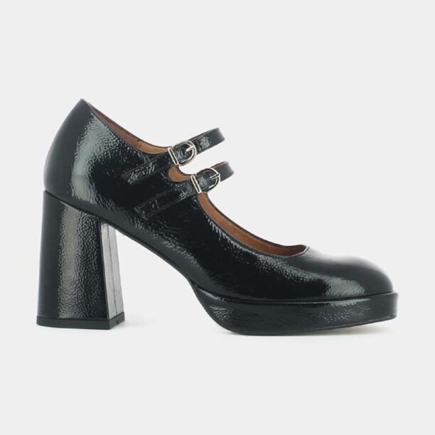 Jonak pantofi de piele VERITE VERNIS PLISSE culoarea negru