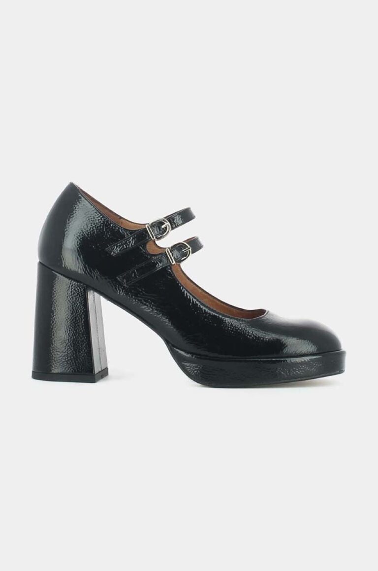 Jonak pantofi de piele VERITE VERNIS PLISSE culoarea negru