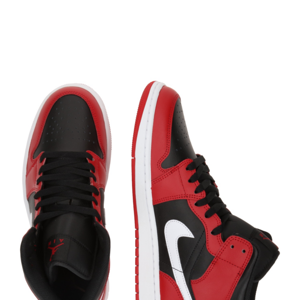 Jordan Sneaker înalt 'AIR JORDAN 1 MID'  roșu / negru / alb