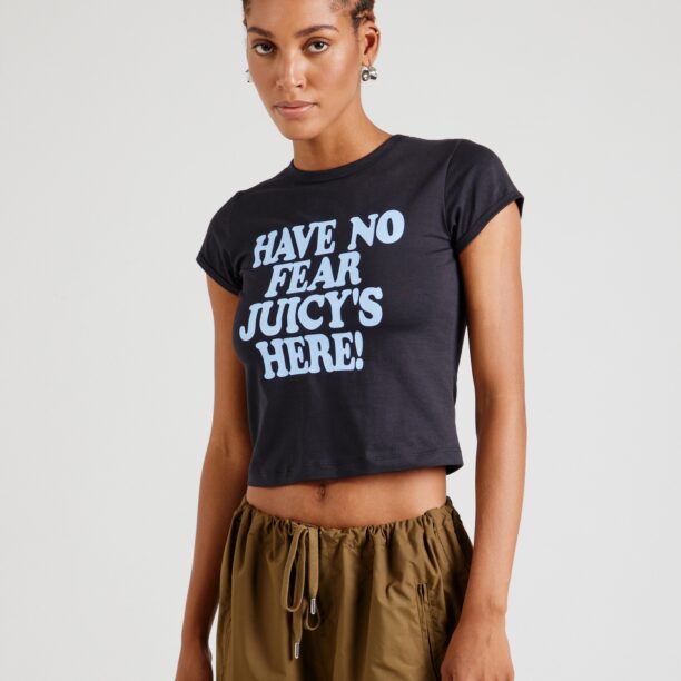 Juicy Couture Tricou 'HAVE NO FEAR'  albastru deschis / negru