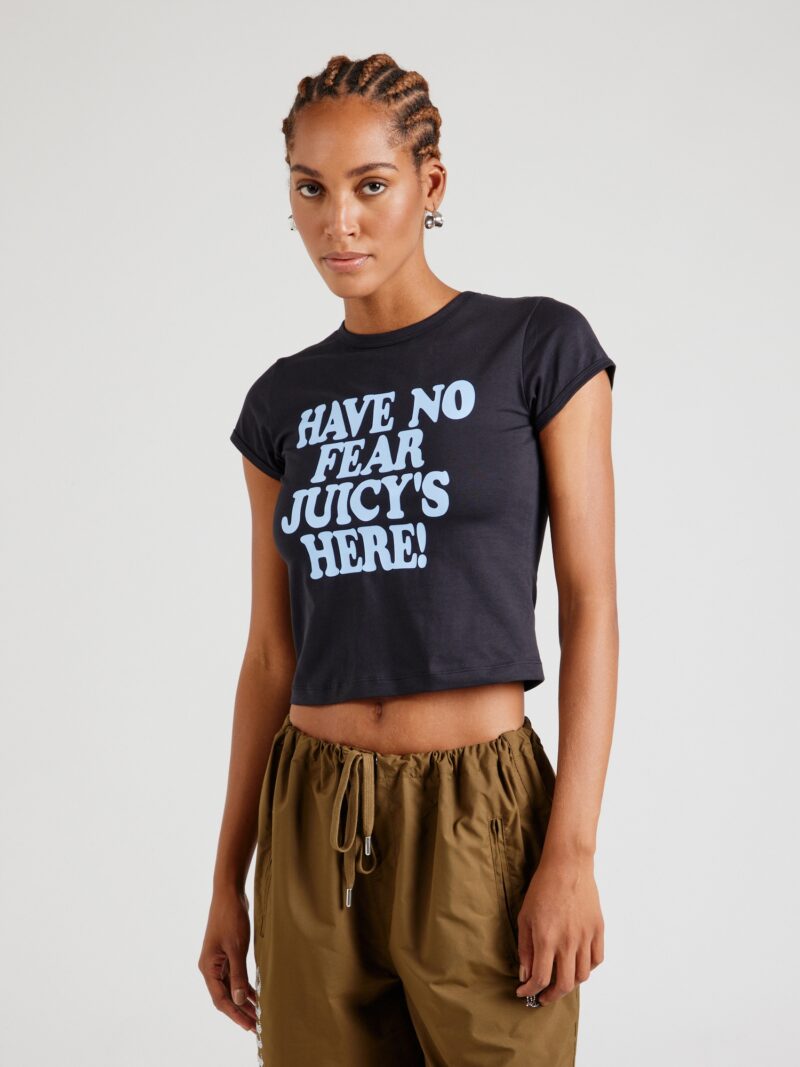 Juicy Couture Tricou 'HAVE NO FEAR'  albastru deschis / negru