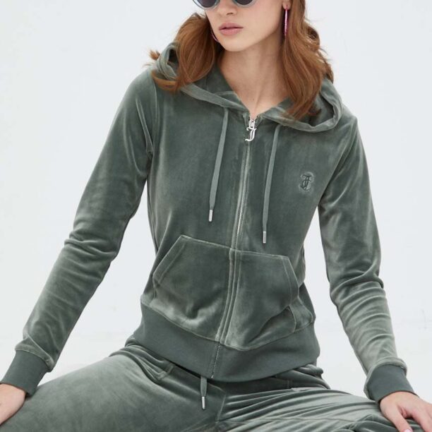 Juicy Couture bluză din velur culoarea verde