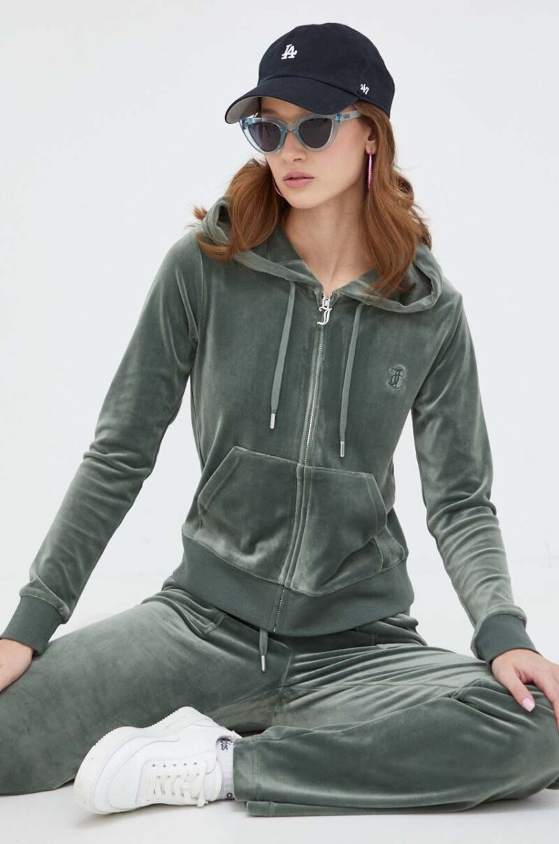 Juicy Couture bluză din velur culoarea verde