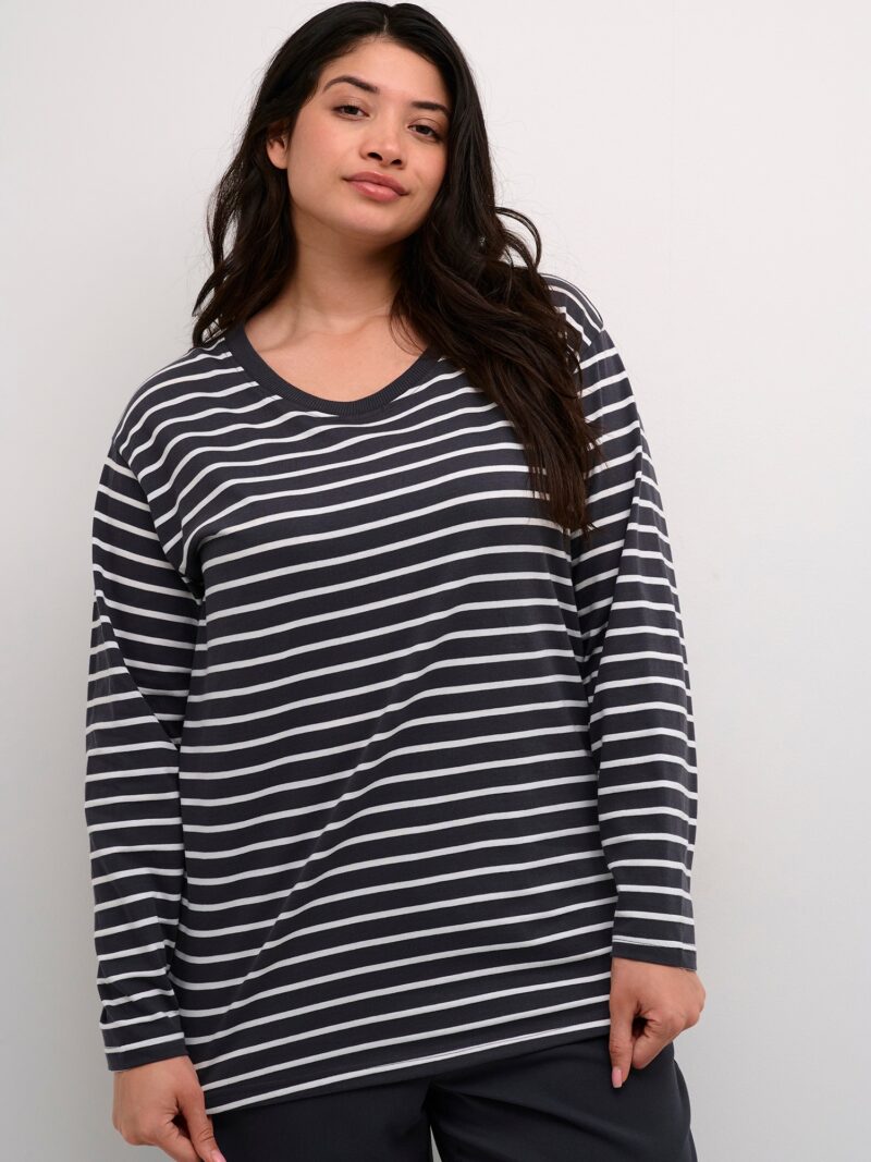 KAFFE CURVE Tricou 'Winni'  negru / alb