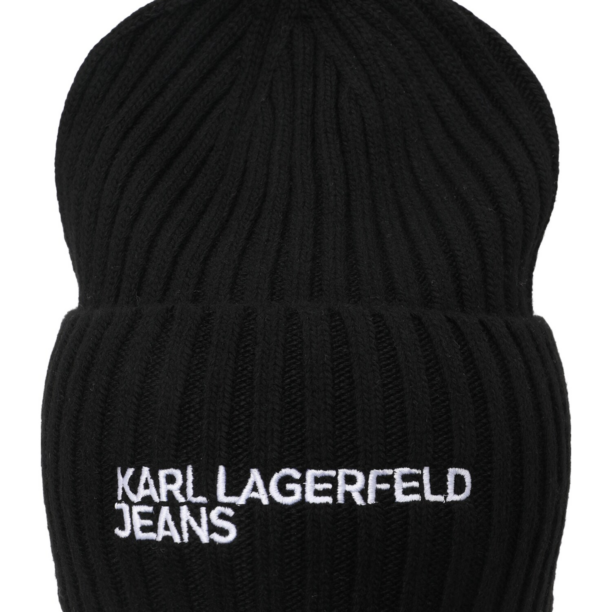 KARL LAGERFELD JEANS Căciulă 'ESSENTIAL'  albastru pastel / negru