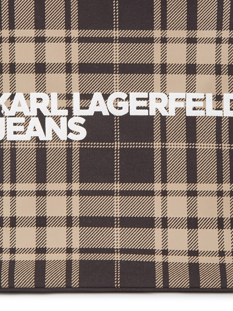 KARL LAGERFELD JEANS Plase de cumpărături ' Checked '  bej / alb preţ