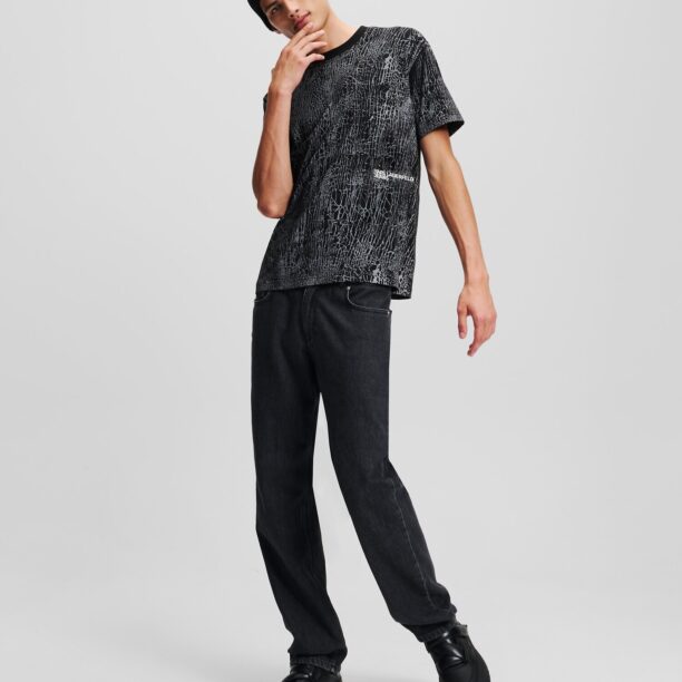 Preţ KARL LAGERFELD JEANS Tricou 'Cracked'  gri / negru