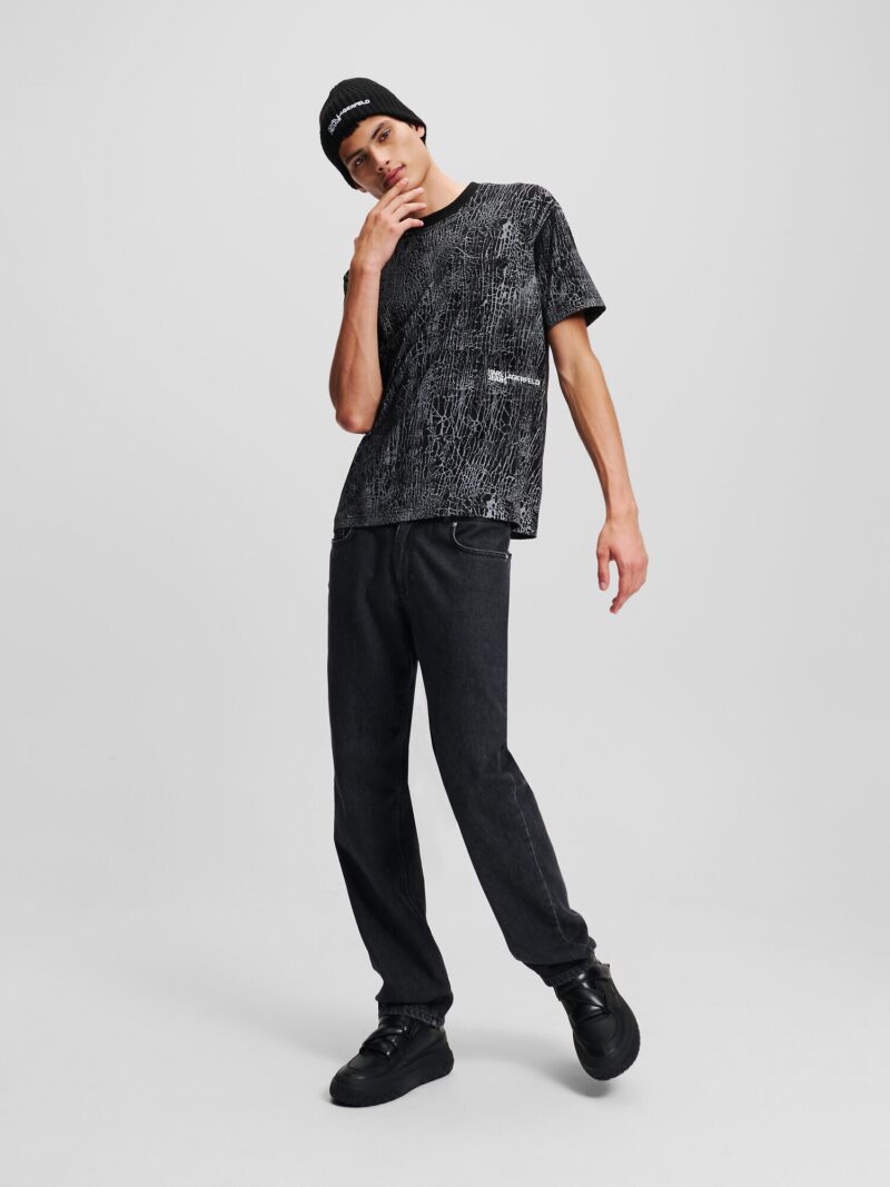 Preţ KARL LAGERFELD JEANS Tricou 'Cracked'  gri / negru