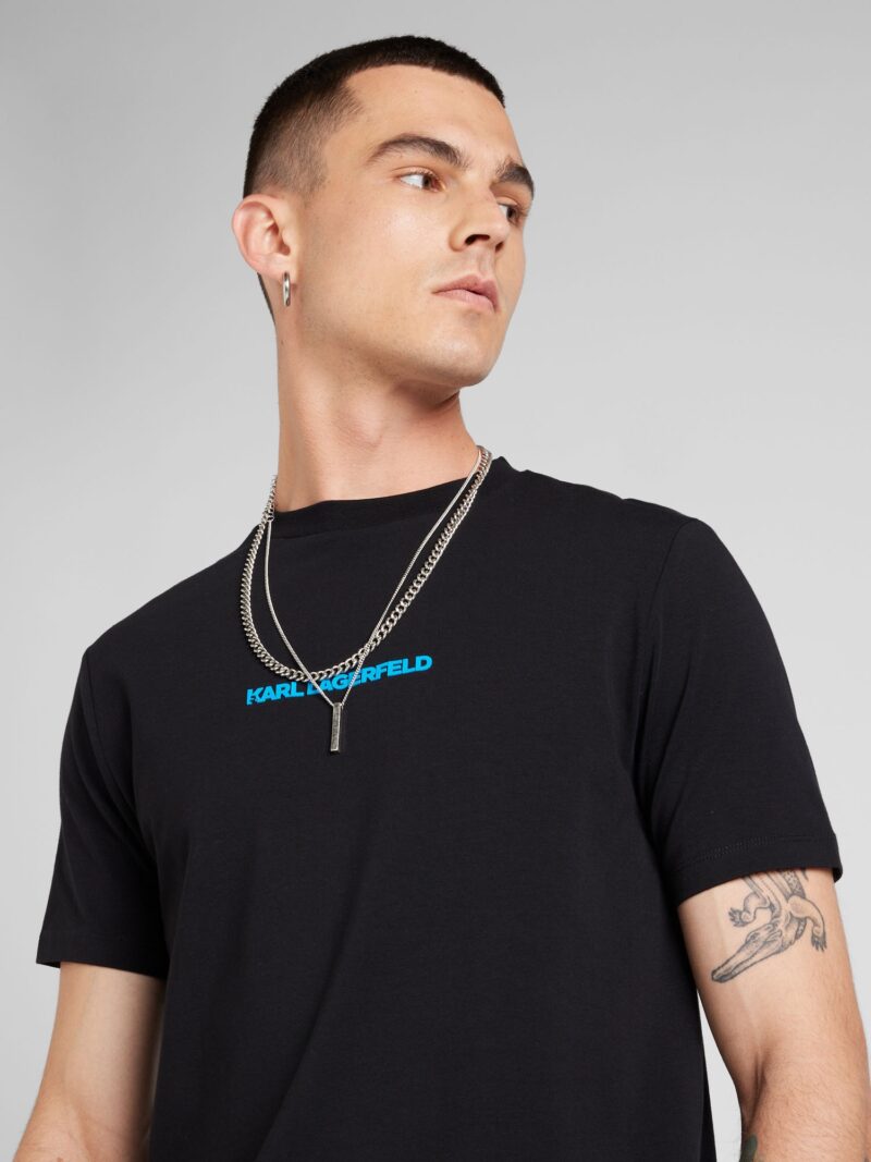 Karl Lagerfeld Tricou  albastru aqua / negru