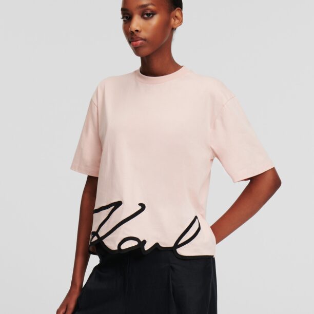 Karl Lagerfeld Tricou  roz / negru