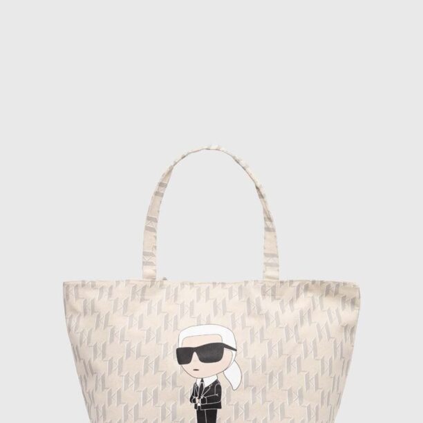 Karl Lagerfeld geanta de bumbac culoarea bej