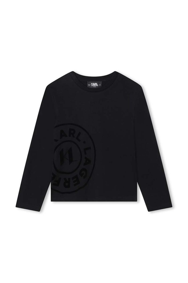 Karl Lagerfeld longsleeve din bumbac pentru copii culoarea negru