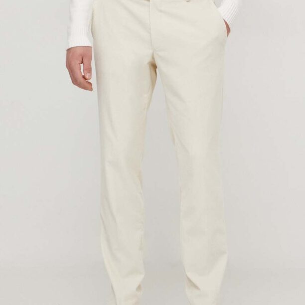 Karl Lagerfeld pantaloni de catifea cord culoarea bej