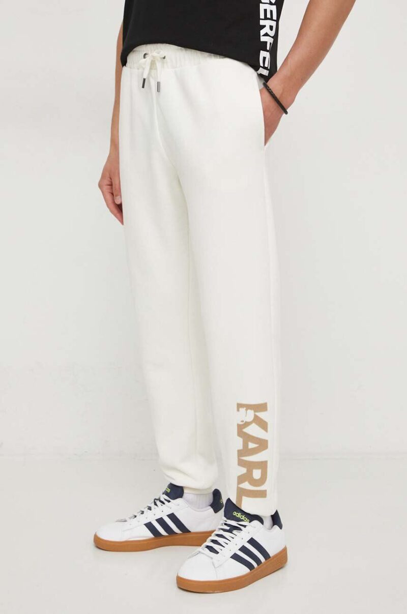 Karl Lagerfeld pantaloni de trening culoarea bej