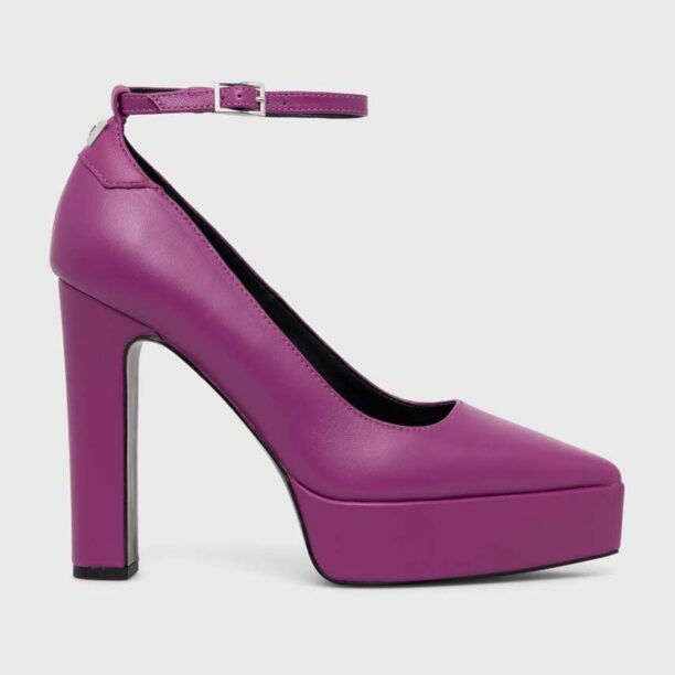 Karl Lagerfeld pantofi de piele SOIREE PLATFORM culoarea violet