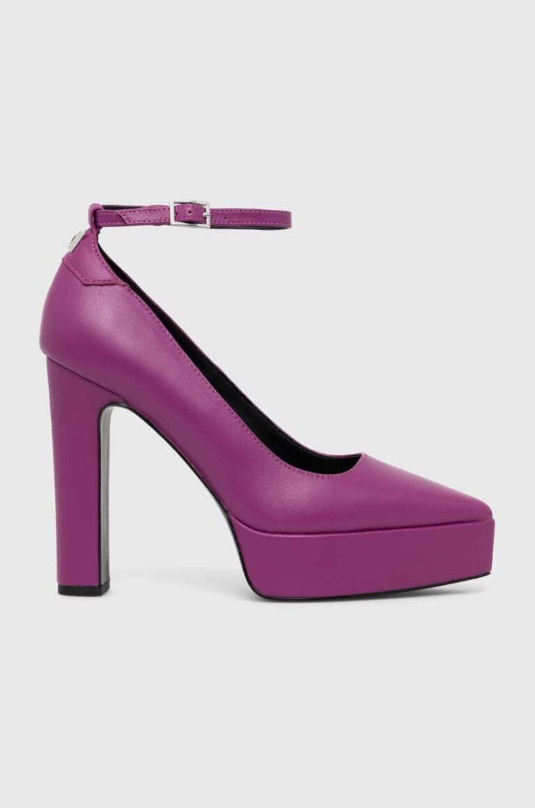 Karl Lagerfeld pantofi de piele SOIREE PLATFORM culoarea violet