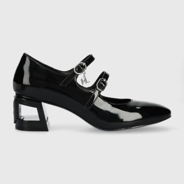 Karl Lagerfeld pantofi de piele TETRA HEEL culoarea negru