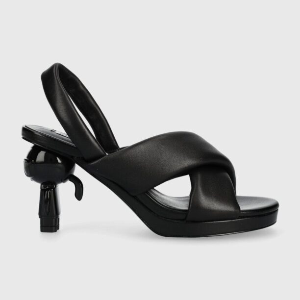 Karl Lagerfeld sandale de piele IKON HEEL culoarea negru