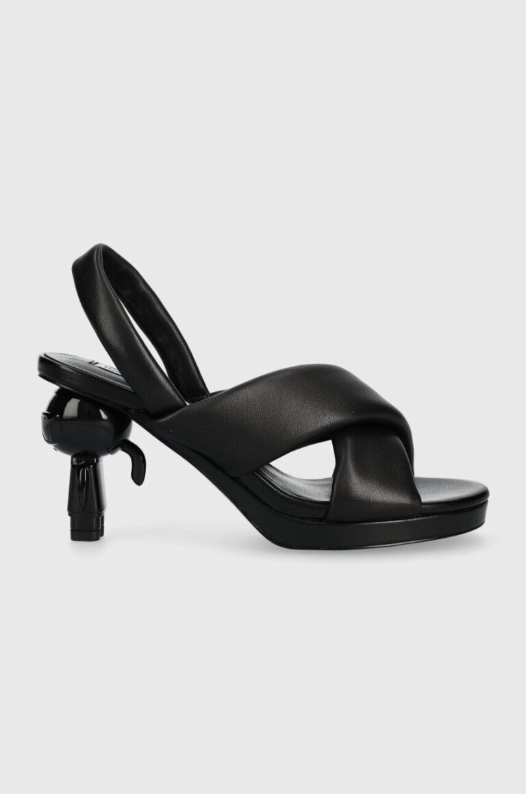 Karl Lagerfeld sandale de piele IKON HEEL culoarea negru