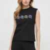 Karl Lagerfeld top din bumbac culoarea negru