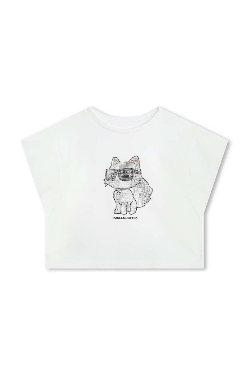 Karl Lagerfeld tricou de bumbac pentru copii culoarea alb