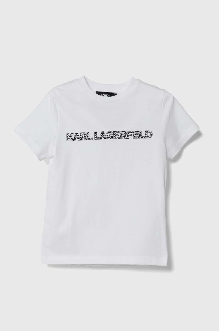 Karl Lagerfeld tricou de bumbac pentru copii culoarea alb