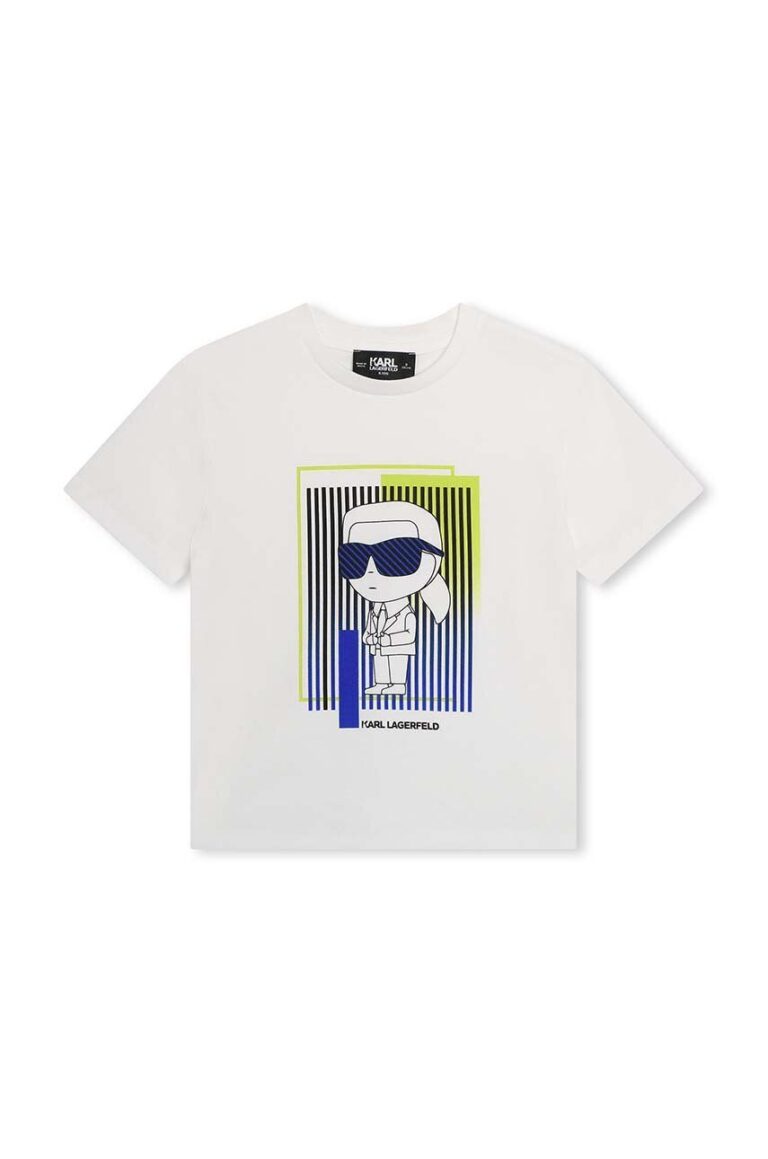 Karl Lagerfeld tricou de bumbac pentru copii culoarea alb