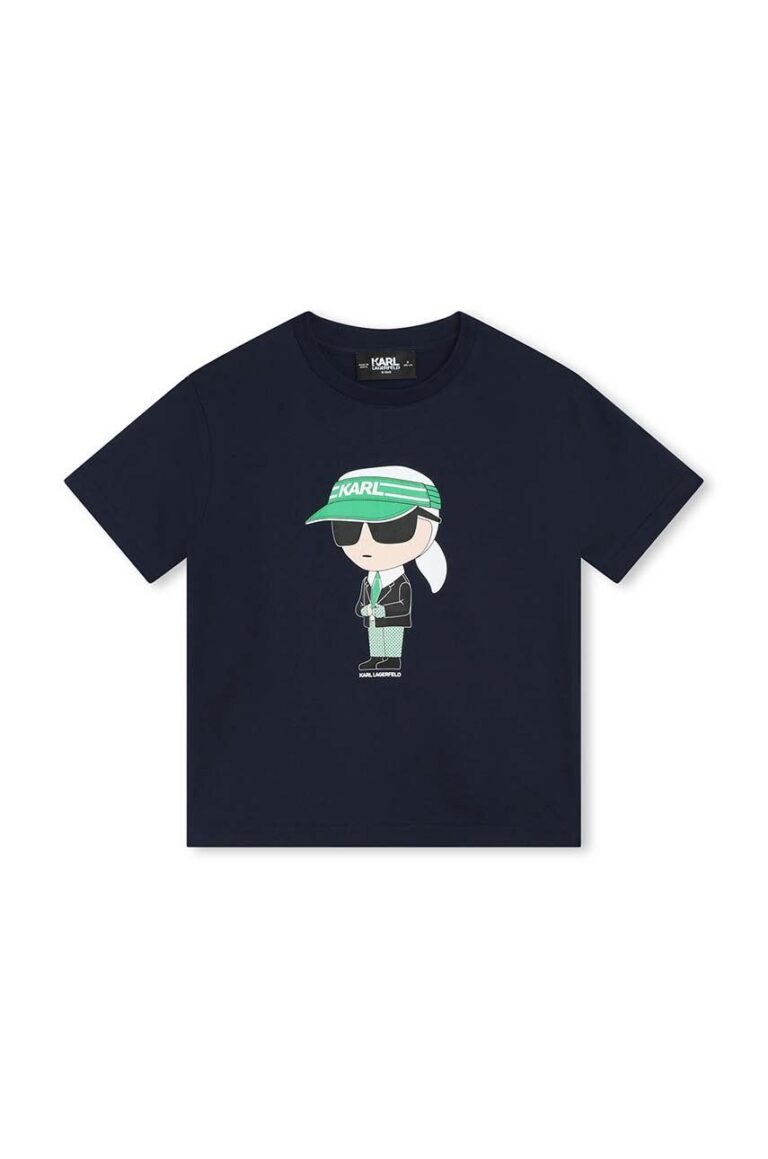 Karl Lagerfeld tricou de bumbac pentru copii culoarea albastru marin