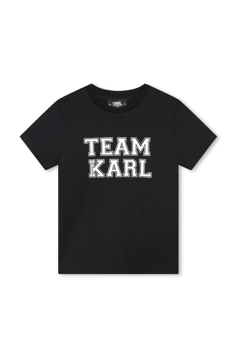 Karl Lagerfeld tricou de bumbac pentru copii culoarea negru