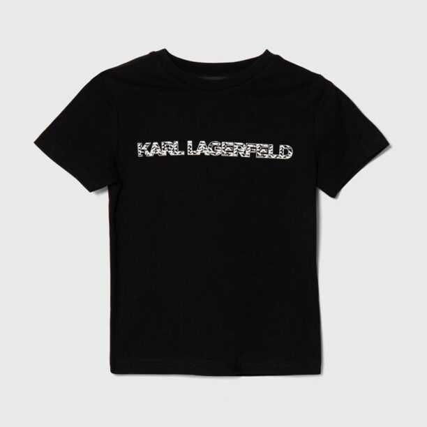 Karl Lagerfeld tricou de bumbac pentru copii culoarea negru