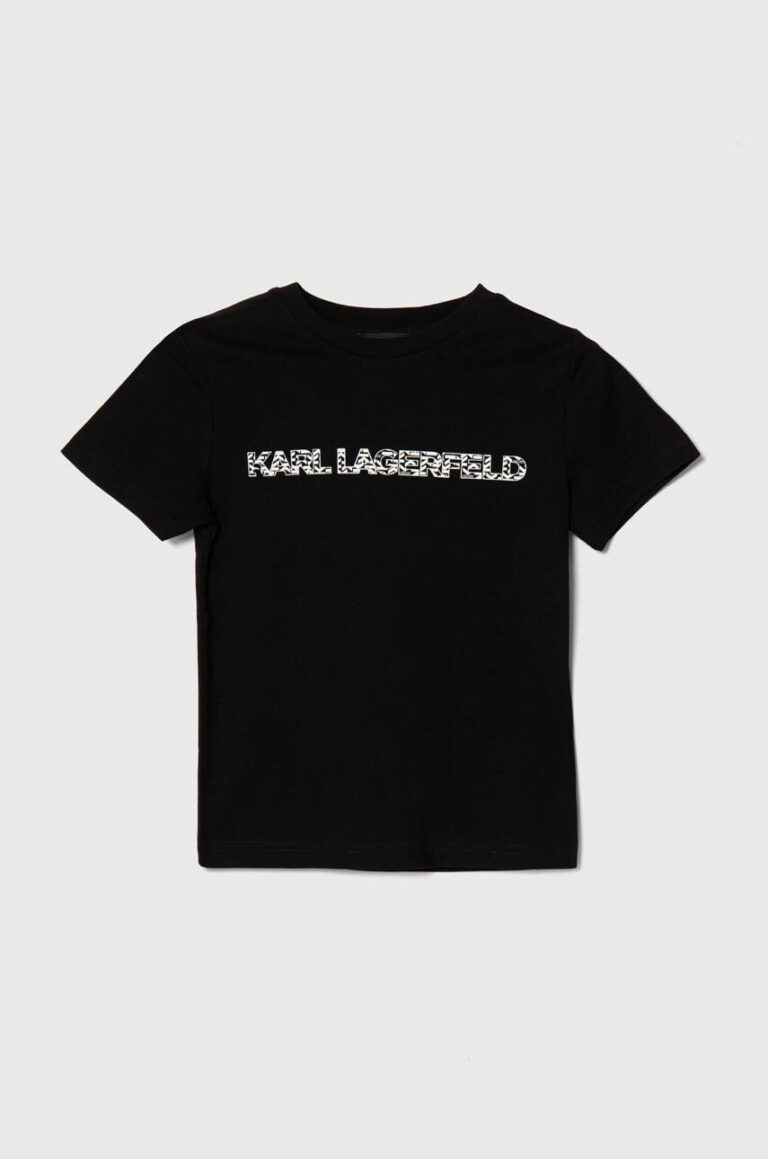 Karl Lagerfeld tricou de bumbac pentru copii culoarea negru