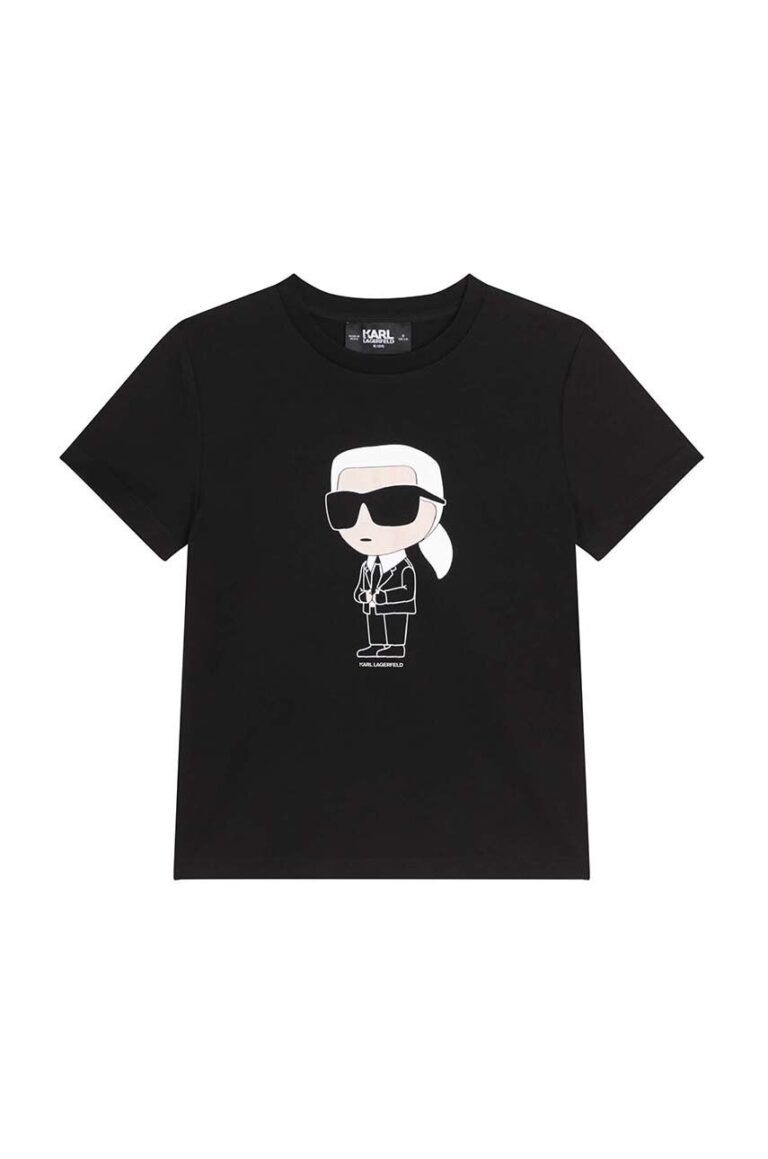 Karl Lagerfeld tricou de bumbac pentru copii culoarea negru