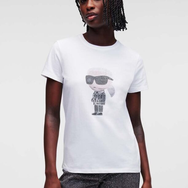 Karl Lagerfeld tricou din bumbac culoarea alb