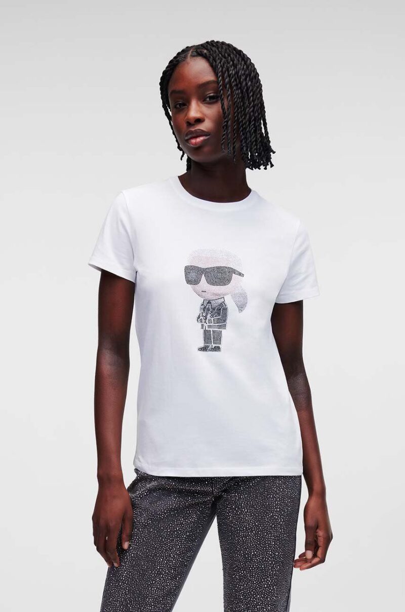 Karl Lagerfeld tricou din bumbac culoarea alb