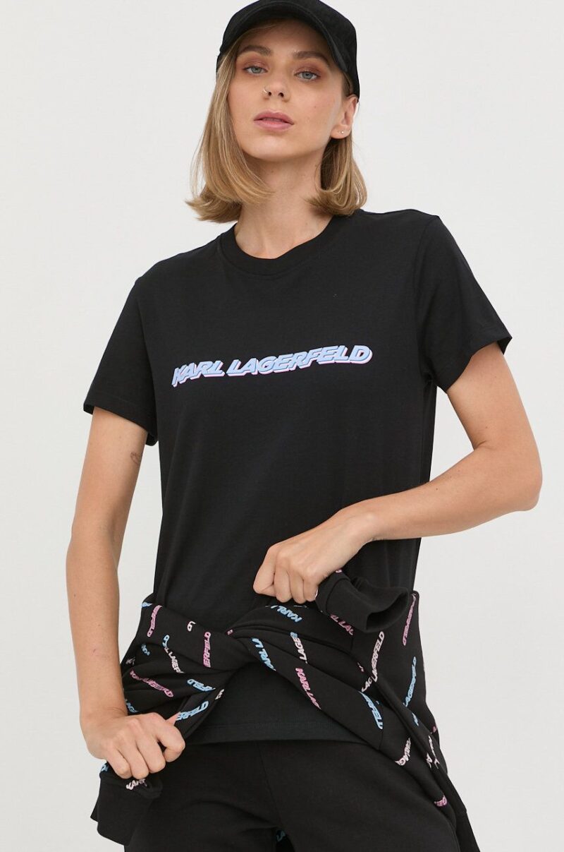 Karl Lagerfeld tricou din bumbac culoarea negru