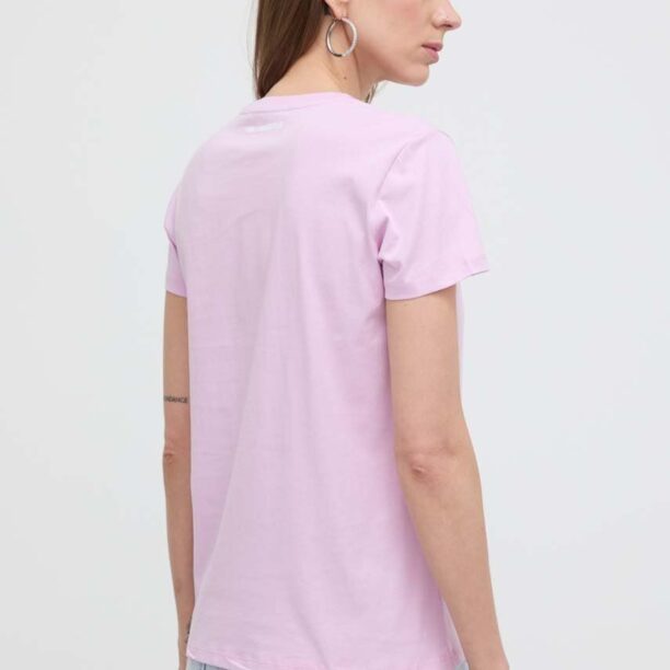 Karl Lagerfeld tricou din bumbac culoarea roz preţ