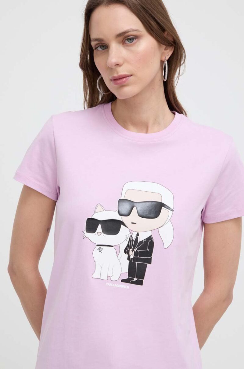 Karl Lagerfeld tricou din bumbac culoarea roz