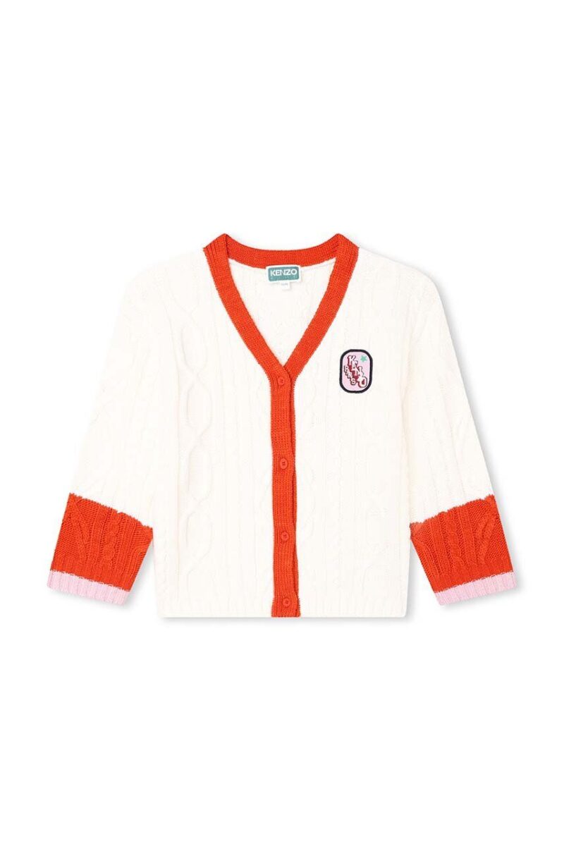 Kenzo Kids cardigan cu amestec de lână pentru copii culoarea alb