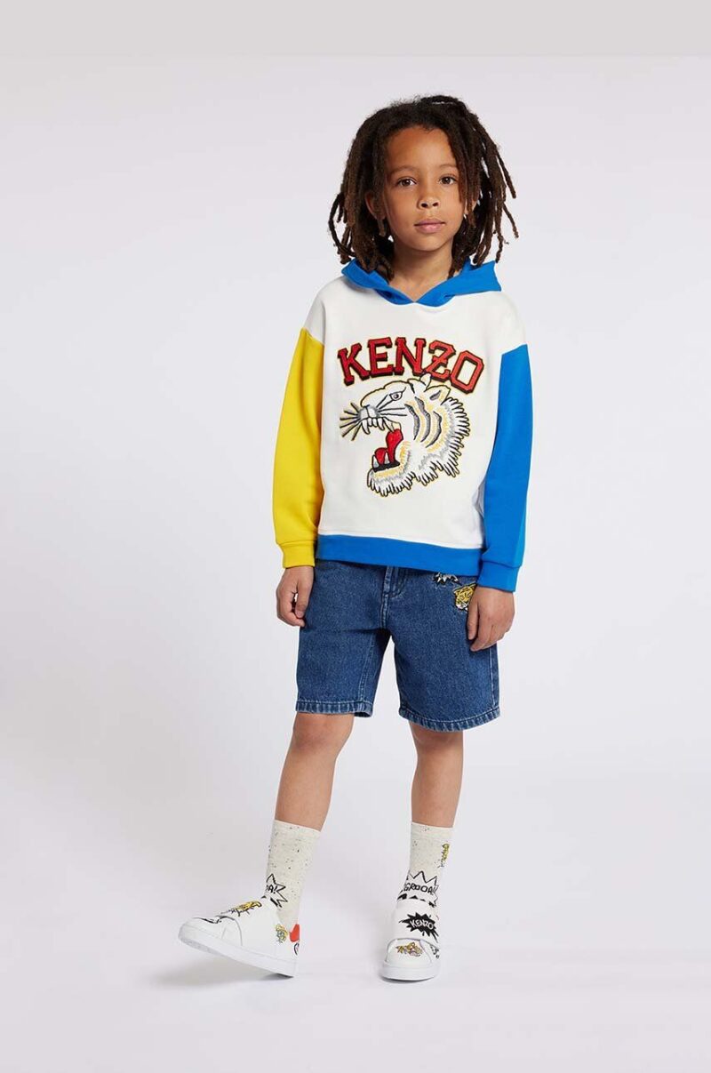 Kenzo Kids hanorac de bumbac pentru copii culoarea alb