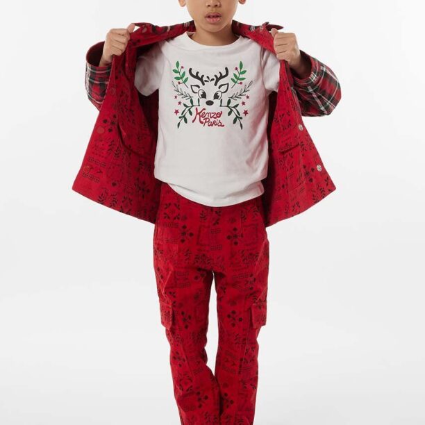 Kenzo Kids tricou de bumbac pentru copii culoarea bej