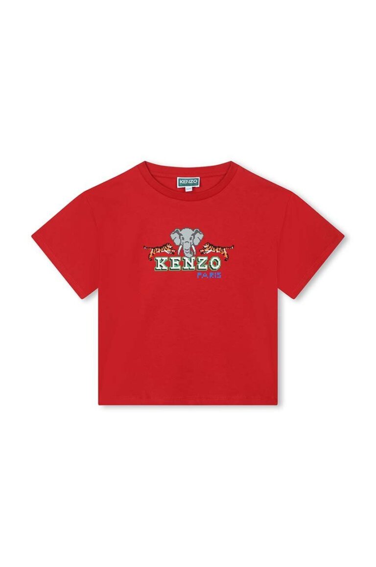 Kenzo Kids tricou de bumbac pentru copii culoarea rosu