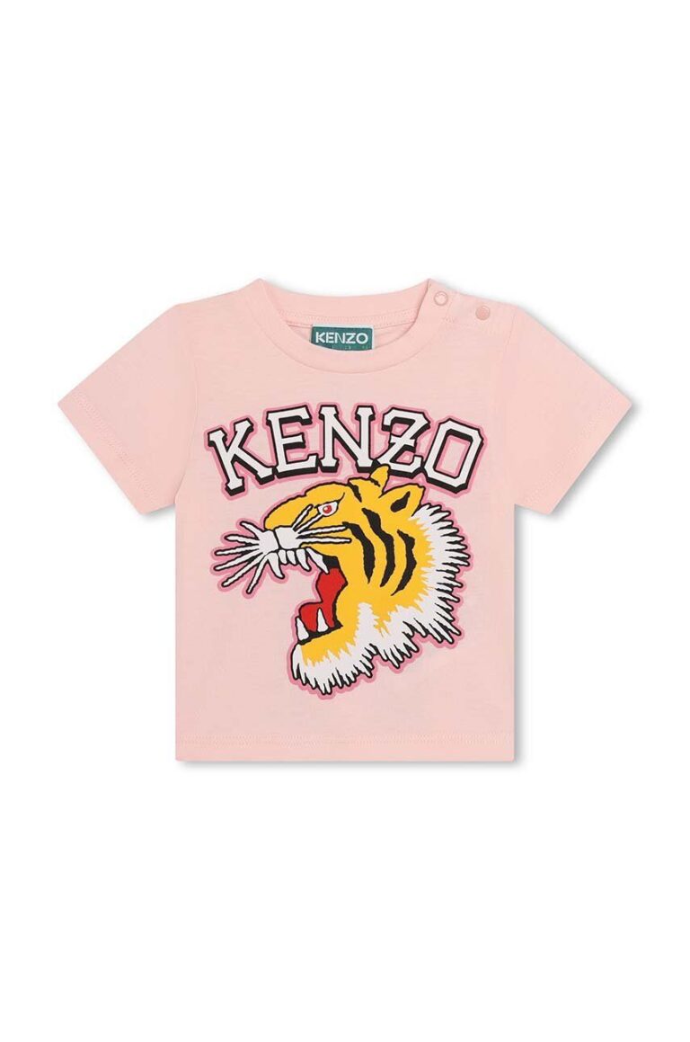 Kenzo Kids tricou de bumbac pentru copii culoarea roz