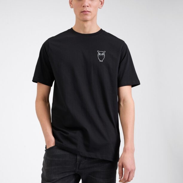 KnowledgeCotton Apparel Tricou  negru / alb