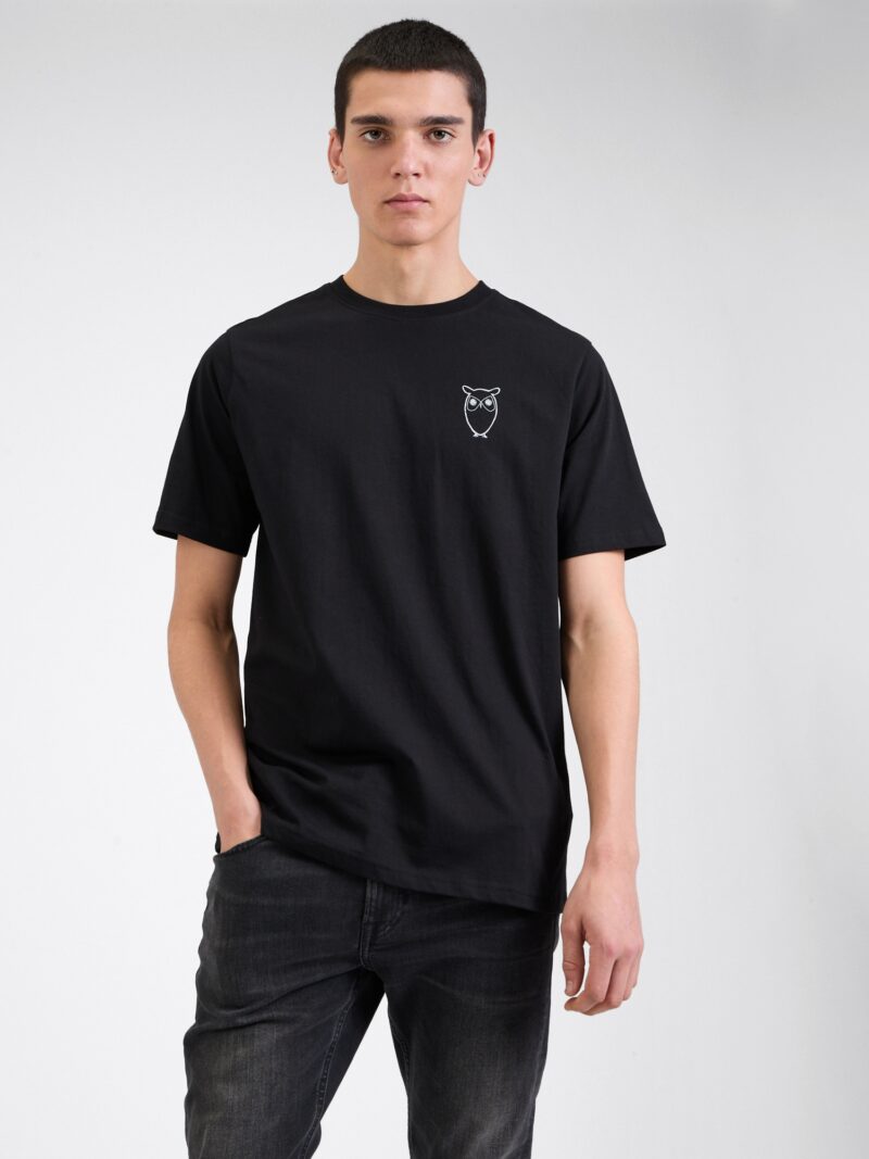 KnowledgeCotton Apparel Tricou  negru / alb