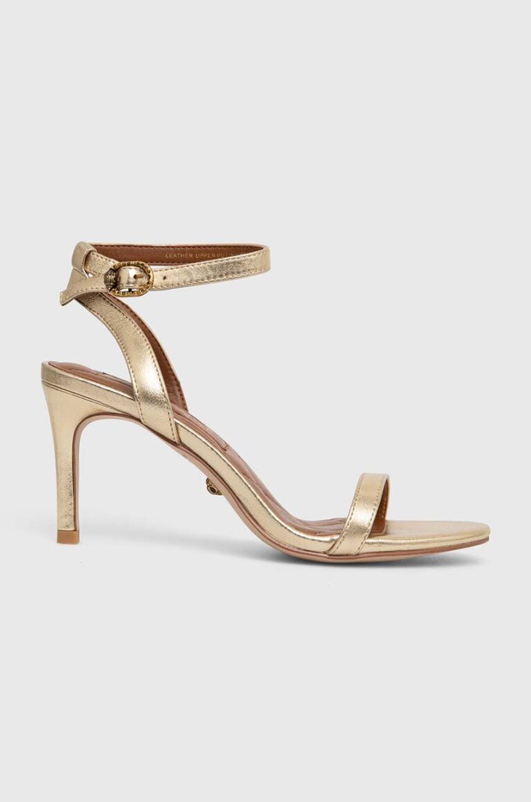 Kurt Geiger London sandale de piele Mayfair Strappy Sandal culoarea auriu