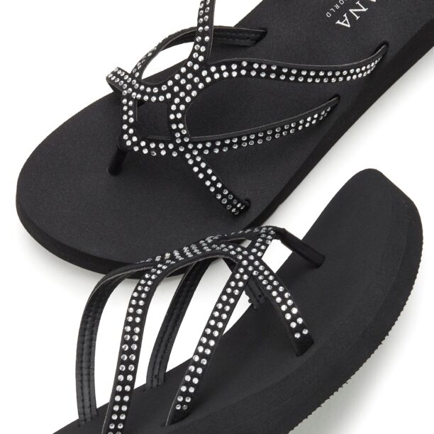 LASCANA Flip-flops  negru / transparent